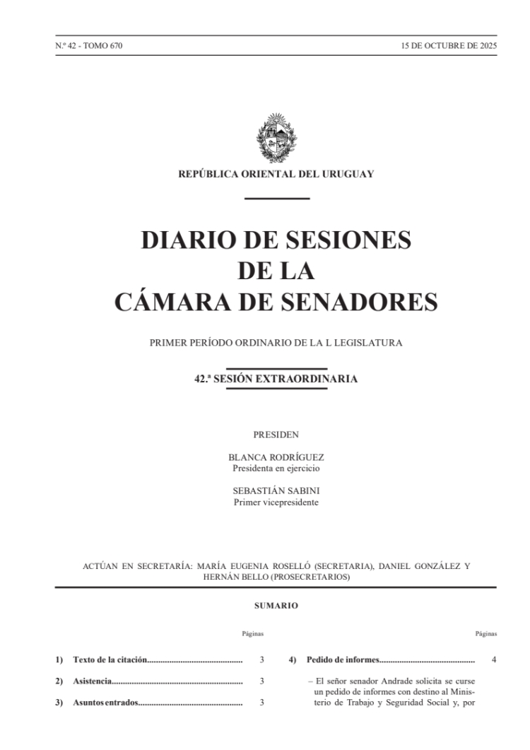 DIARIO DE SESIONES DE LA CAMARA DE SENADORES del 15/10/2025